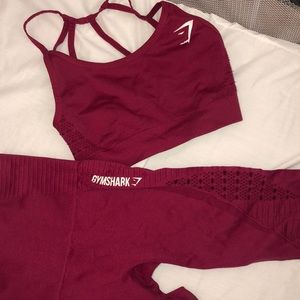 Gymshark seamless cropped leggings&bra (cranberry)